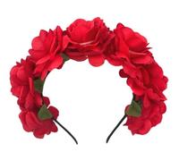 Fascia per capelli di fiore di Halloween Copricapo messicano Fascia floreale artificiale con rosa Fascia festosa in poliestere leggero per Halloween Festa messicana Festa Donna Fasce di fiori rossi pe
