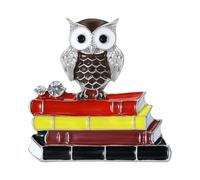 Fascinante broche de búho esmaltado de doble color con motivos de libro, unisex, pieza de joyería tradicional para el estilo diario, broche de regalo para profesor, One Size, como se describe