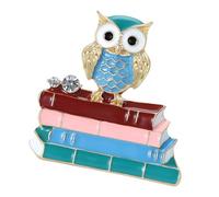 Fascinante broche de búho esmaltado de doble color con motivos de libro, unisex, pieza de joyería tradicional para el estilo diario, broche de regalo para profesor, One Size, como se describe