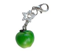 Fascinante llavero de frutas rojas decorado con una estrella brillante, colgante para bolso, ideal para regalos y uso diario, llavero de aleación duradero, verde, Talla única
