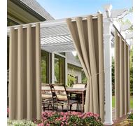 FASCINATDECO Cortina de Exterior Impermeable de Porche Cortina Terraza con Ojales Cortinas para Pergolas de Jardin, 2 Piezas, 132x213 cm, Taupe
