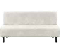 FASCINATDECO Funda para Sofá Sin Brazos De Terciopelo Plegable Y Fácil De Instalar Cubre Sofá Elástica Sin Reposa Braza Antideslizante Cubierta Protectora para Sofá Cama (Marfil)