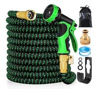 FASCINATDECO Manguera Jardin, Manguera Extensible 7.5m, Manguera retractil, Manguera Jardin con 10 Funciones Pistola, Manguera de Riego con 1/2" y 3/4" Adaptador, Conector de Latón Macizo