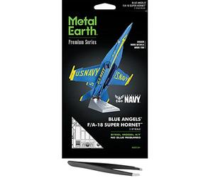 Fascinations Metal Earth Premium Series Blue Angels F/A-18 Super Hornet Kit de modelo de metal 3D con pinzas