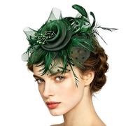 Fascinator Hat for Women - Mesh Flower Veil Headpiece, Vintage feathers Tea Party Hat Headband for Wedding, Funeral, Bridal Shower, Ceremony, Banquet and Formal Event Elegant Dress Accessory