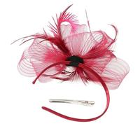 Fascinator Headband - PVC Fabric | Ostrich Hair Clip with Small Hat Mesh Headpieces | Hair Accessories Small Hat Haır Accessories for Girls Women, Outdoor Gathering, Festival, Wedding