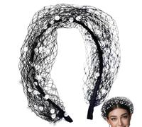 Fascinator With Veil | Comfortable Mesh Pearls Face Covering | Bridal