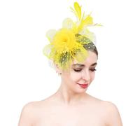 Fascinators - Diadema de té para mujer, con plumas, pinza para el cabello, para boda, cóctel e iglesia, corbata de grasa/gemelo, barato casual como regalo
