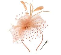 Fascinators Sombrero y Tocado de Boda - Flor de Malla con Cintas para Invitada, Cocktail, Tea, Carnaval (Capullo de Nieve)