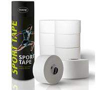 FASCIQ Cinta deportiva | 8 rollos de 3,8cm x 13,7m | Cinta blanca de atletismo | Algodón fácil de cortar a mano | Protege tu piel y tus articulaciones | La mejor adhesión | Perfecta para atletas