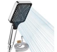 FASDUNT Alcachofa de ducha con manguera de 2 m, alta presión, con limitador de flujo de 9,5 l/min, ahorro de agua, 40 % de reducción de los costes de agua