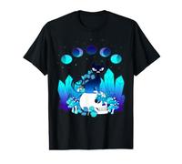 Fases de la Luna Cristal Brujo Lindo Gato Negro Kawaii Camiseta gráfica económica