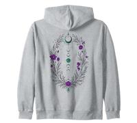 Fases Lunares Corona Botánica con Flores Violetas y Hojas Sudadera con Capucha