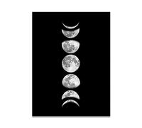 Fases lunares Pintura Cuadro sin marco Núcleo en la pared Arte Lunar Cambio de luna para decoración del hogar Decoración de sala de estar(090-2-Black)