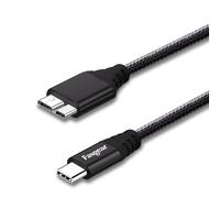 Fasgear 0,3 m USB C a Micro B Cable Nylon Gegeflochtener Metallstecker Typ C zu Micro 3.0 Kabel Schnellladung 5 Gbit/s Sync Kompatibel mit Toshiba Canvio, Galaxy S5 Note 3 und mehr (Schwarz)