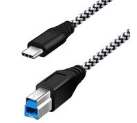 Fasgear [1,8m Tipo C a USB B 3.0 Cable Nylon Trenzado USB C Macho a Tipo B Macho Cable (1,8m, Blanco)