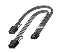 Fasgear 30cm PCI-e 5.0 12VHPWR (12V-2x6) cable de extensión, 16 (12+4) pin conector a PCIe 5.0 2x8(6+2) conector hembra Cable expandido, 16 AWG Cord GPU para GeForce RTX 4070,4080,4090/5070(negro)