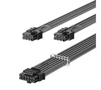 Fasgear Cable de alimentación PCIe 5.0 de 70 cm - 16 Pines (12+4) 12 VHPWR Conector para RTX 4070/4080/4090 a 2 x 8 Pines (6+2) Conectores PCI-e Macho GPU Compatible con Fuente de alimentación