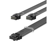 Fasgear Cable de alimentación PCIe 5.0 de 70 cm,16 Pines 12 VHPWR Conector para RTX 4070 4090 a 2x8 Pines (4+4) PCI-e Macho,Cable con Manga GPU Solo para Corsair/Great Wall/Thermal-Take/NZXT
