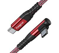 Fasgear Cable USB C a USB C, 1,8 m, 60 W, tipo C a tipo C, ángulo recto de 90 grados, cargador de carga rápida PD, compatible con Galaxy S22, S21, S20, Mac-Book, i-Pad Pro, i-Pad Air (1,8 m, Rojo)