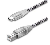 Fasgear Cable USB C Midi, cable tipo C a USB B, 1 paquete de cable de escáner de impresora trenzado de nailon conector de metal compatible con HP, Canon, impresoras, teclado Midi (1.8 m, Gris)