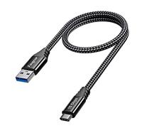 Fasgear Cable USB tipo C de 0.5m/1pie: cable corto USB A a C 3.2Gen2 trenzado - Cable de datos Android Auto tipo C de 10Gbps - Carga rápida 3A compatible con iPad Pro SSD externo X-Box Controller