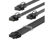 Fasgear PCIe 5.0 GPU Cable de alimentación con manga de 70 cm,Conector 12VHPWR de 16 pines (12+4) para RTX 3090 Ti 4080 4090 5070 5080,3x8pin (6+2) PCI-e macho enchufes para ASUS EVGA Seasonic (Negro)
