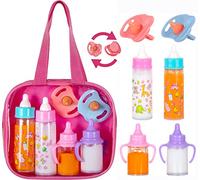 fash n kolor® - Accesorios de muñeca para bebé, 6 Accesorios en una Bolsa de pañales, Botella mágica, Accesorios para muñecas, Juguetes, Kit de Cuidado de muñecas, Regalos