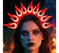Fashband Diadema de llama roja con fuego, tocado para festival, corona de diosa de rayos solares, accesorios para el cabello para mujer