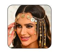 Fashband Diadema dorada con lentejuelas y borla para el pelo, accesorio para el cabello para mujer