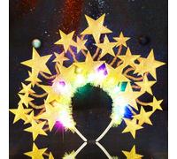 Fashband Light Up Star Diadema Glitter Stars Diademas Led Festival Navidad Carnaval Accesorios para el cabello para mujeres y niñas (oro)
