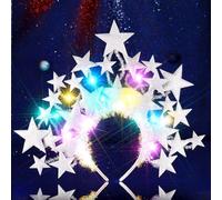 Fashband Light Up Star Diadema Glitter Stars Diademas Led Festival Navidad Carnaval Accesorios para el cabello para mujeres y niñas (Plata)