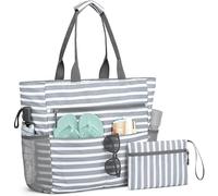 Fasheepfa Bolsa de playa, impermeable, a prueba de arena, gran capacidad, plegable para mujer, Gray, 0