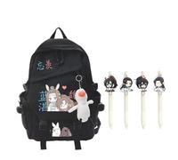 Fasheepfa Mo Dao Zu Shi - Juego de mochila y 4 bolígrafos de gel, mochila impermeable con estampado de anime casual con colgante de pato, mochila escolar para estudiantes, tipo 1, 35x17x45cm, Práctico