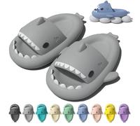 Fasheepfa Pantuflas de tiburón con diseño de nube suave y cómoda y suela de masaje, antideslizante, puntera abierta, para uso en interiores, gris claro, 40.5/41 EU