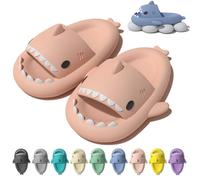 Fasheepfa Pantuflas de tiburón con diseño de nube suave y cómoda y suela de masaje, antideslizante, puntera abierta, para uso en interiores, Pink, 38.5/39.5 EU