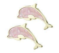 Fasheepfa Paquete de 2 tiradores de aleación de zinc para cajones con diseño de delfín, manijas coloridas para puerta de armario, decoración de habitación de niños, cocina, sala de estar (rosa)