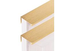 Fasheepfa Paquete de 2 tiradores invisibles para cajones, manijas ocultas de aleación de aluminio, manijas de puerta en ángulo recto para armario (oro cepillado, 200 mm)