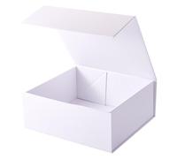 FASHEWELRY 1 caja de regalo plegable blanca de 20 x 18,2 x 8,3 cm, con tapas magnéticas para bodas, cumpleaños, Navidad, fiestas, aniversarios, día de San Valentín