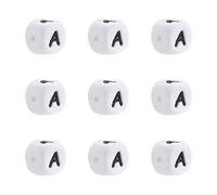 FASHEWELRY 10 cuentas de silicona blanca con letra A, 12 mm, cuentas espaciadoras de silicona del alfabeto para manualidades, pulseras, collares, aretes, joyería, agujero de 2 mm