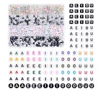FASHEWELRY 1000 cuentas de letras de vocal A E I O U, cuentas acrílicas que brillan en la oscuridad, cuentas sueltas luminosas del alfabeto para manualidades, pulseras de amistad, collares,