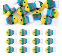 FASHEWELRY 12 cuentas de cristal hechas a mano con forma de pez dorado 3D, bonitas cuentas espaciadoras sueltas de cristal de animales marinos para manualidades, pulseras, aretes, llaveros, joyería