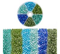 FASHEWELRY 1260 cuentas cuadradas de cristal de 6 estilos, cuentas pequeñas de cristal para manualidades, 3 mm, color azul y verde, pequeñas cuentas a granel para manualidades, fabricación de joyas