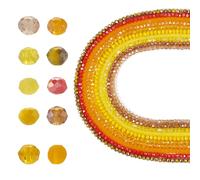 FASHEWELRY 1270 piezas Cuentas de vidrio galvanizadas amarillas facetas, cuentas redondas de cristal en cadena para hacer pulseras, collares, pendientes y joyería