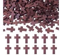 FASHEWELRY 150 dijes de cruz de madera con crucifijo religioso de madera natural para Halloween, Pascua, collares, pulseras, llaveros, fabricación de joyas