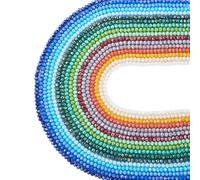 FASHEWELRY 1870 piezas de cuentas de cristal electrochapadas con baño de color AB de 4x3mm, cuentas de cristal opaco facetadas tipo rondelle para pulseras, pendientes, collares y manualidades de