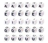 FASHEWELRY 300 cuentas acrílicas europeas de letras de vocal A E I O U, cuentas del alfabeto, cuentas sueltas con agujero grande para manualidades, pulseras de amistad, fabricación de joyas