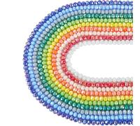 FASHEWELRY 800 piezas Cuentas de vidrio chapadas en color AB electrochapadas de 6x5 mm, facetas redondas, cuentas de cristal opacas para pulseras, aretes, collares, manualidades de joyería