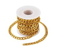 FASHEWELRY - Cadena trenzada ovalada plana de aluminio sin soldadura con bobina para hacer pulseras, collares, joyas, oro 5 m CHA-PJ0001-01-BY-EU