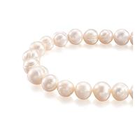 Fashewelry - Cuentas de perlas naturales cultivadas en agua dulce de color bisque de 7,5 a 10 mm para hacer collares, pulseras, pendientes y bisutería, alrededor de 42 unidades/hebra.